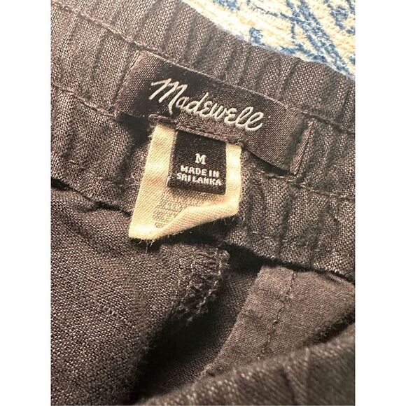 Stretchy waist Madewell Linen Viscose Pants Women's size medium Black Wide Leg E - Picture 2 of 5